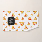 Coole und lustige Pizzaslicmuster Monogramm weiß Badhandtuch Set (Handtuch)