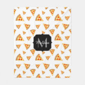 Coole und lustige Pizzaslicmuster Monogramm weiß Fleecedecke (Vorderseite)