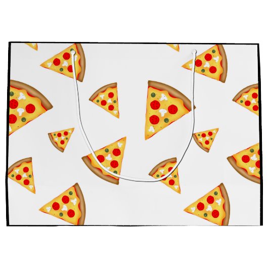 Coole und lustige Pizzaslicmuster Monogramm weiß Große Geschenktüte (Rückseite)