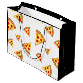 Coole und lustige Pizzaslicmuster Monogramm weiß Große Geschenktüte (Rückseite Schrägansicht)