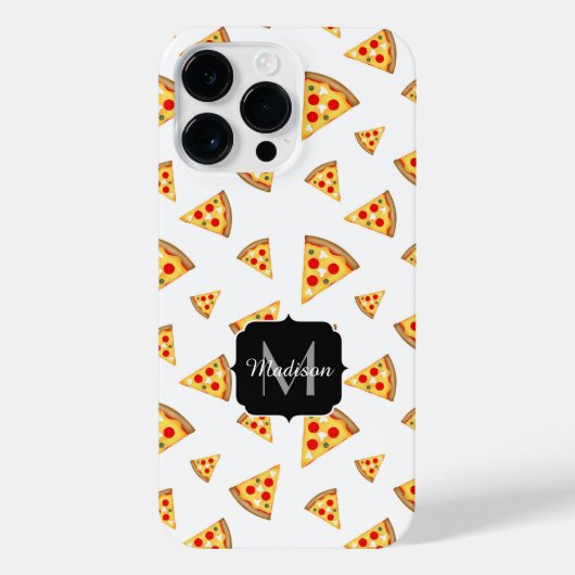 Coole und lustige Pizzaslicmuster Monogramm weiß iPhone Hülle (Rückseite)