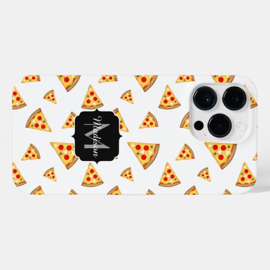 Coole und lustige Pizzaslicmuster Monogramm weiß iPhone Hülle (Rückseite (Horizontal))