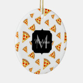 Coole und lustige Pizzaslicmuster Monogramm weiß Keramik Ornament (Rechts)