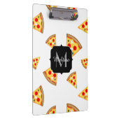 Coole und lustige Pizzaslicmuster Monogramm weiß Klemmbrett (Rechts)
