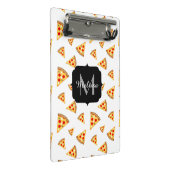 Coole und lustige Pizzaslicmuster Monogramm weiß Mini Klemmbrett (Schrägansicht)