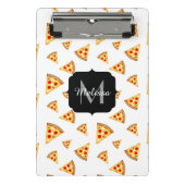 Coole und lustige Pizzaslicmuster Monogramm weiß Mini Klemmbrett (Vorderseite)