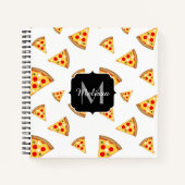 Coole und lustige Pizzaslicmuster Monogramm weiß Notizblock (Vorderseite)