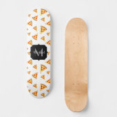 Coole und lustige Pizzaslicmuster Monogramm weiß Skateboard (Vorderseite)
