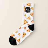 Coole und lustige Pizzaslicmuster Monogramm weiß Socken (Links - Außen)