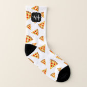 Coole und lustige Pizzaslicmuster Monogramm weiß Socken (Rechts - Außen)