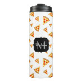 Coole und lustige Pizzaslicmuster Monogramm weiß Thermosbecher (Vorderseite)