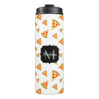 Coole und lustige Pizzaslicmuster Monogramm weiß