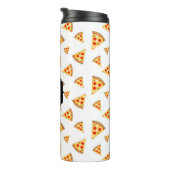 Coole und lustige Pizzaslicmuster Monogramm weiß Thermosbecher (Nach rechts gedreht)