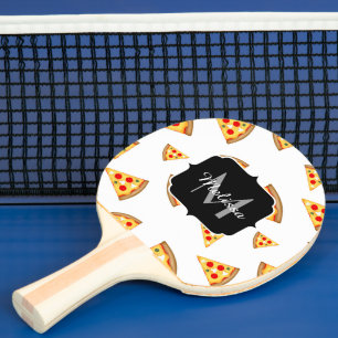Coole und lustige Pizzaslicmuster Monogramm weiß Tischtennis Schläger