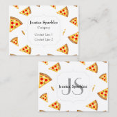 Coole und lustige Pizzaslicmuster Monogramm weiß Visitenkarte (Vorne/Hinten)