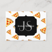 Coole und lustige Pizzaslicmuster Monogramm weiß Visitenkarte (Rückseite)