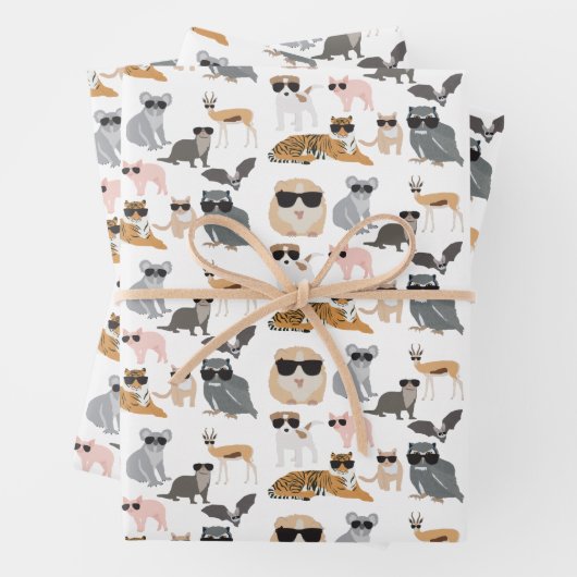 Coole und lustige Tiere mit Sonnenbrille Geschenkpapier Set (Beispiel)