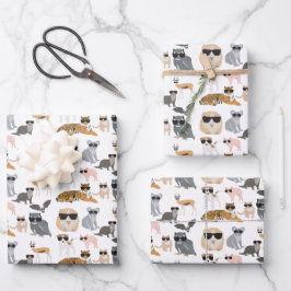 Coole und lustige Tiere mit Sonnenbrille Geschenkpapier Set