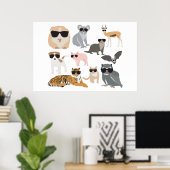 Coole und lustige Tiere mit Sonnenbrille Poster (Heimbüro)