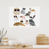 Coole und lustige Tiere mit Sonnenbrille Poster (Küche)