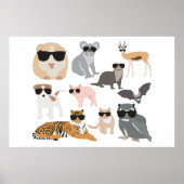Coole und lustige Tiere mit Sonnenbrille Poster (Vorne)
