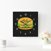 Coole und lustige Yummy-Monogramm und Nummern Quadratische Wanduhr (Zuhause)