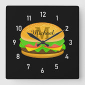 Coole und lustige Yummy-Monogramm und Nummern Quadratische Wanduhr (Vorderseite)