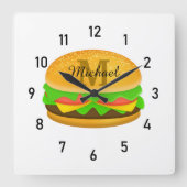 Coole und lustige Yummy-Monogramm und Nummern Quadratische Wanduhr (Vorderseite)