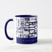 coole und moderne blaue Typografie (Namensmuster) Tasse (Links)