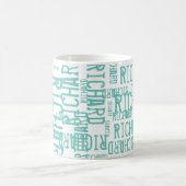 coole und moderne Blautypografie Kaffeetasse (Mittel)