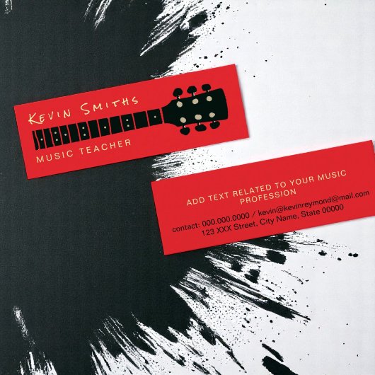 Coole und moderne Musiklehrerin Rote Farbe Mini Visitenkarte
