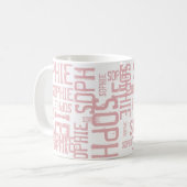 Coole und moderne Rosa Typografie Kaffeetasse (Vorderseite Links)