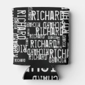 coole und moderne Schwarz-Weiß-Bezeichnung Typogra Dosenkühler (Rückseite)