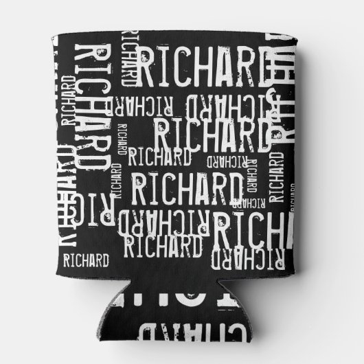 coole und moderne Schwarz-Weiß-Bezeichnung Typogra Dosenkühler (Rückseite)