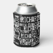 coole und moderne Schwarz-Weiß-Bezeichnung Typogra Dosenkühler (Kanne Rückseite)