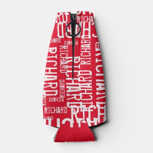 coole und moderne Typografie in Rot und Weiß Flaschenkühler (Rückseite)