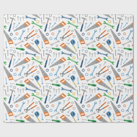 Coole und Niedliche Werkzeugmuster auf Weiß Geschenkpapier (Flach)