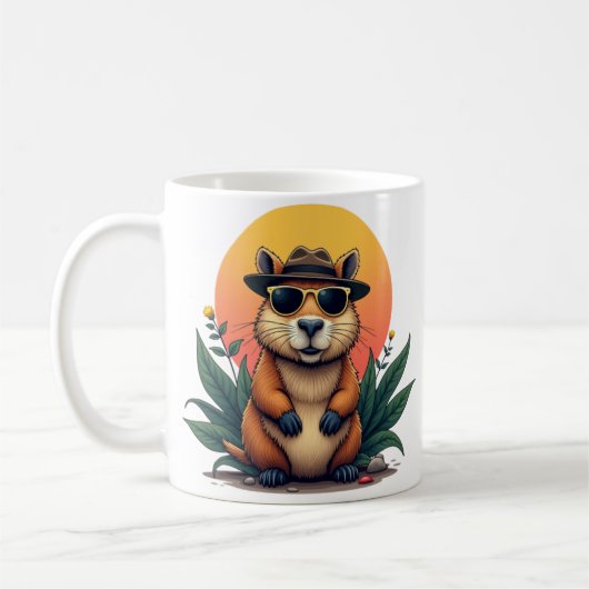 Coole und stilvolle Capybara Kaffeetasse (Links)