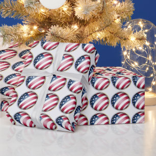 Coole US-Flaggen-Globus mit blauem Gold- und Silbe Geschenkpapier