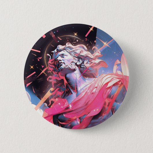 Coole Vaporwave-Statue von David in Pink Button (Vorderseite)