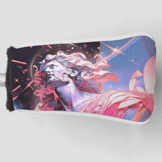 Coole Vaporwave-Statue von David in Pink Golf Headcover (Vorderseite)
