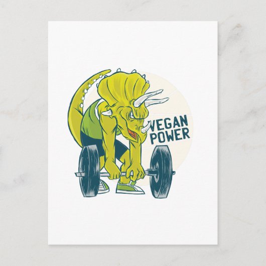 COOLE VEGANE Triceratops Dinosaurier Weightlift Postkarte (Vorderseite)