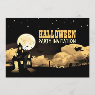 Coole verlassene Burg Mond Halloween Spaß Party Einladung
