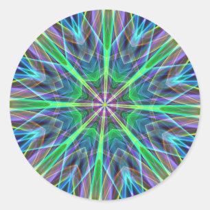 Coole vibrierende Neonpastellaura Mandela Runder Aufkleber
