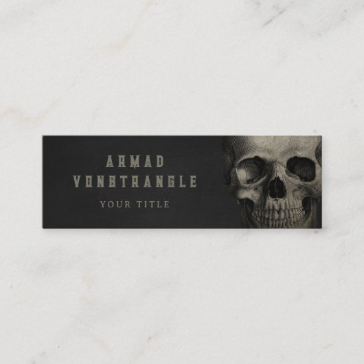 Coole Vinatge Skull Typographic Black Mini Visitenkarte (Vorderseite)