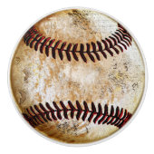 Coole Vintage Baseball-Druckknöpfe und -Schleifsch Keramikknauf (Vorderseite)
