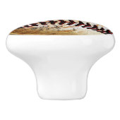 Coole Vintage Baseball-Druckknöpfe und -Schleifsch Keramikknauf (Seitenansicht)