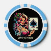 Coole Vintage Dame Casino Pokerchips (Vorderseite)