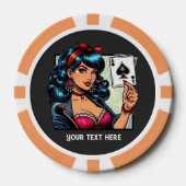 Coole Vintage Dame Casino Pokerchips (Vorderseite)