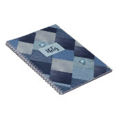 Coole Vintage-Denim-Patchworkarbeit Notizblock (Rechte Seite)